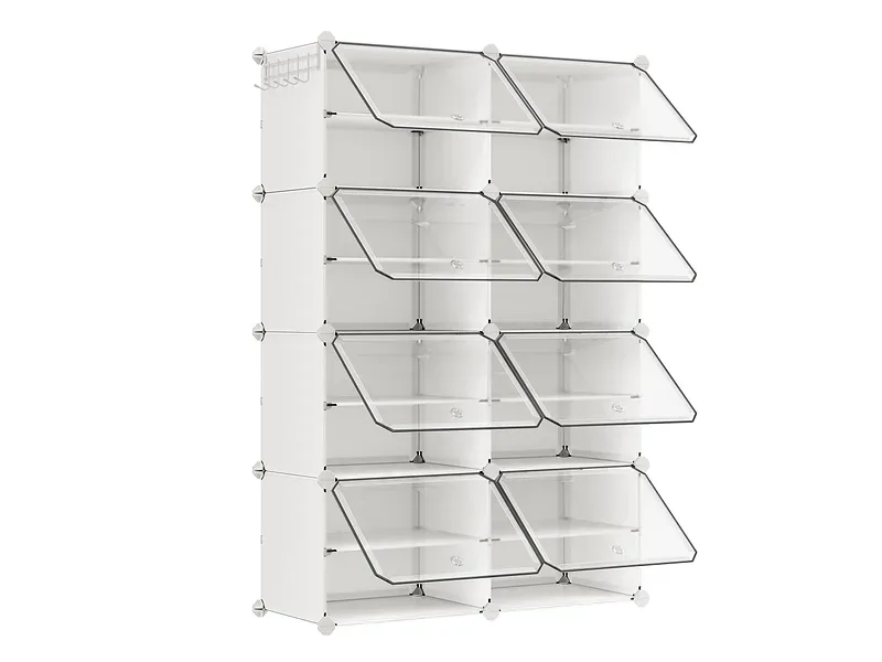 Songmics - Schuhregal mit 8 Fächern, 124 cm, Weiss