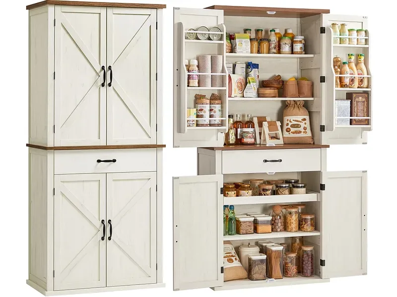 Aufbewahrungsschrank SADY weiss 4 Türen 1 Schublade