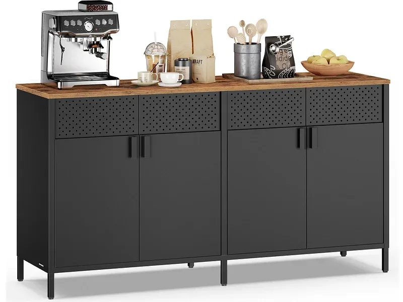 Kommode SONGMICS RUSTIK 4 Türen 40x141x76cm black edelstahl / antik