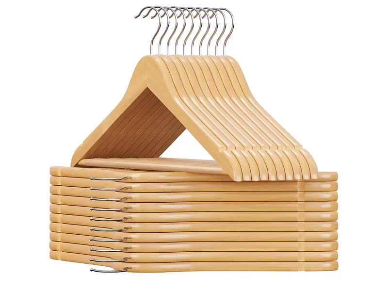 SONGMICSSet mit 20 Kleiderbügeln Natürliches Holz
