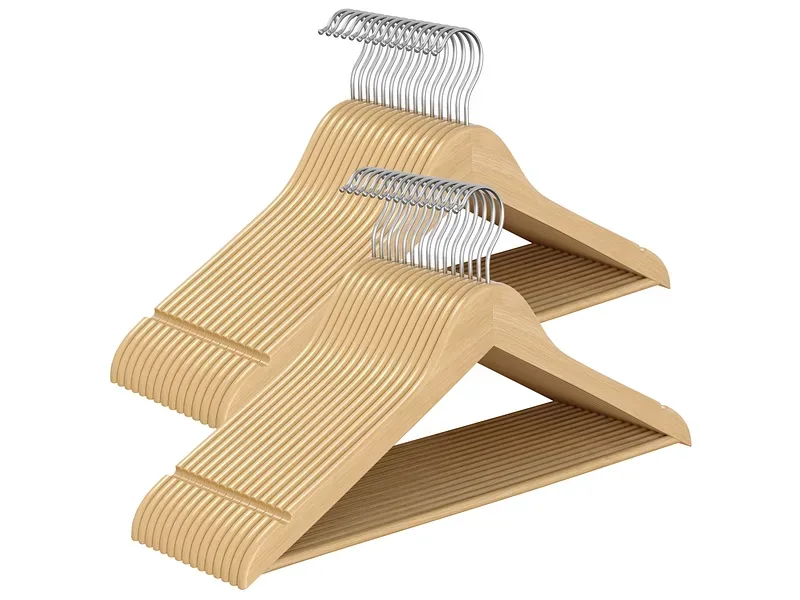 SONGMICSKleiderbügel Natürliches Holz