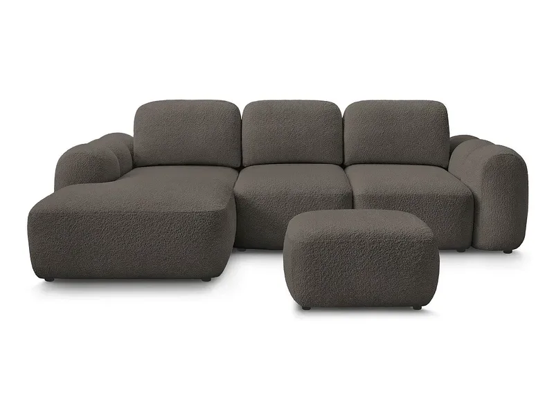 Ecksofa mit Hocker BOBOCHIC MONTAIGNE Boucle-Stoff rotbraun