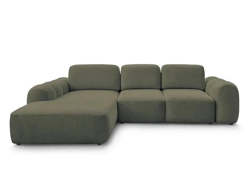 Ecksofa BOBOCHIC MONTAIGNE Boucle-Stoff grün