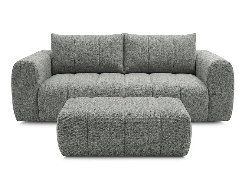 3er Sofa mit Hocker BOBOCHIC NESTY Stoff chiniert dunkelgrau