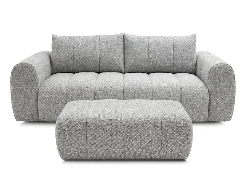 3er Sofa mit Hocker BOBOCHIC NESTY Stoff chiniert hellgrau