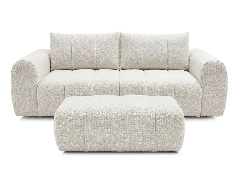 3er Sofa mit Hocker BOBOCHIC NESTY Stoff chiniert beige