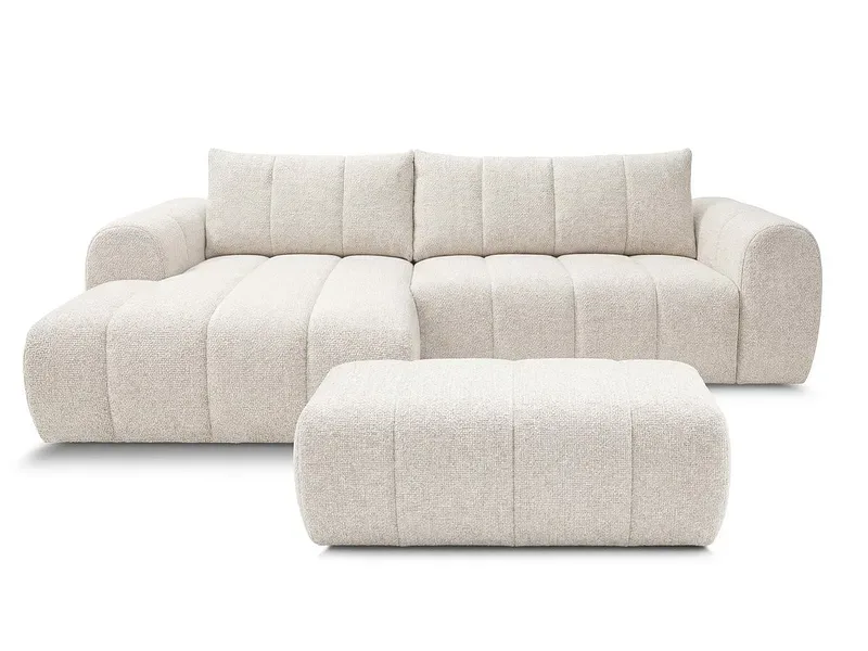 Ecksofa mit Hocker BOBOCHIC NESTY Stoff chiniert beige