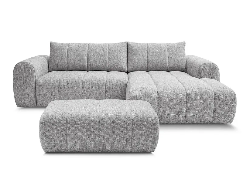 Ecksofa mit Hocker BOBOCHIC NESTY Stoff chiniert hellgrau