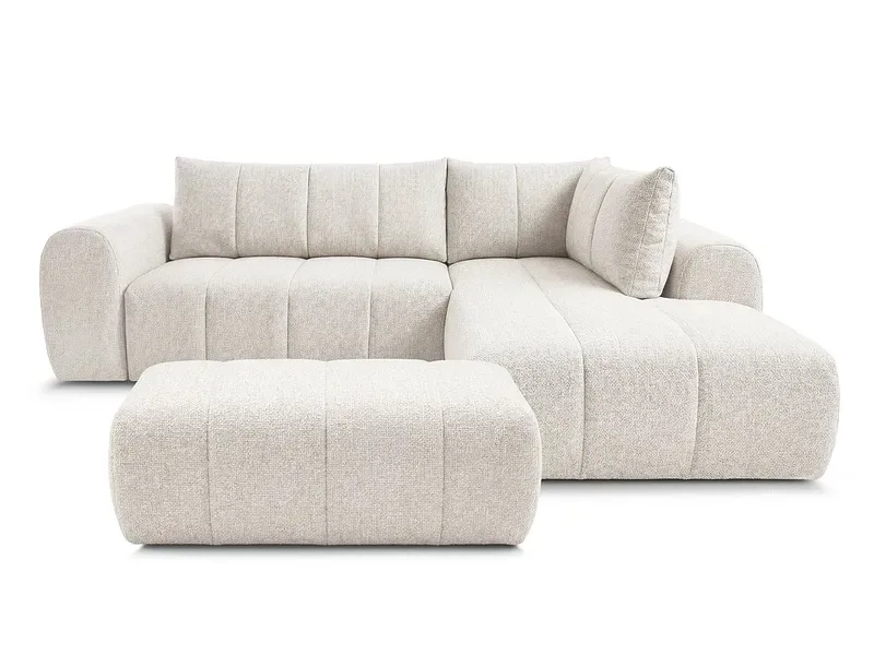 Ecksofa mit Hocker BOBOCHIC NESTY Stoff chiniert beige