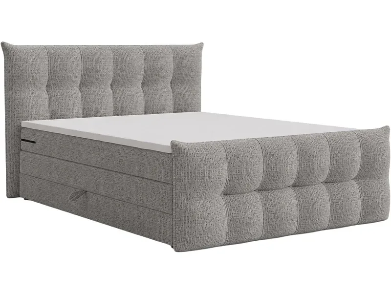 Boxspringbett ANGORA grau 180x200cm halbfest