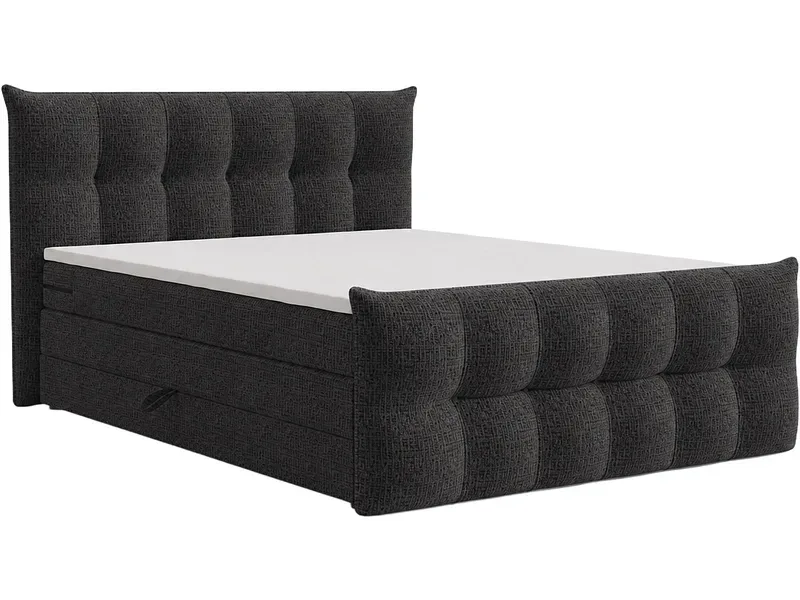 Boxspringbett ANGORA black 180x200cm halbfest