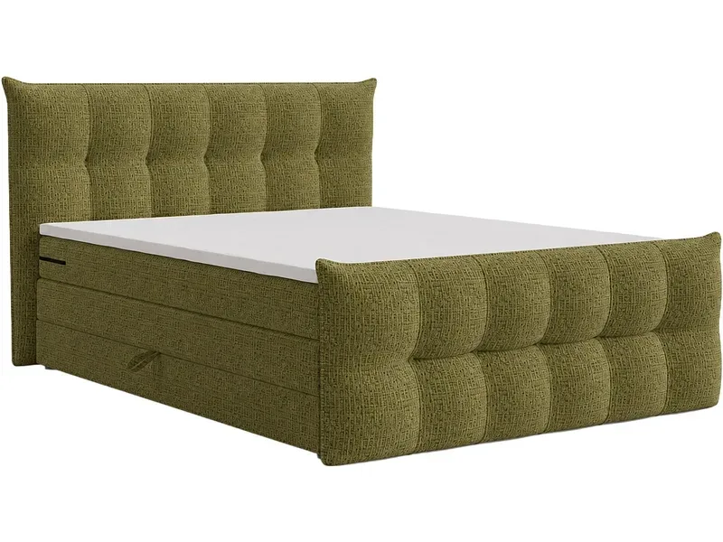 Boxspringbett ANGORA dunkelgrün 180x200cm halbfest