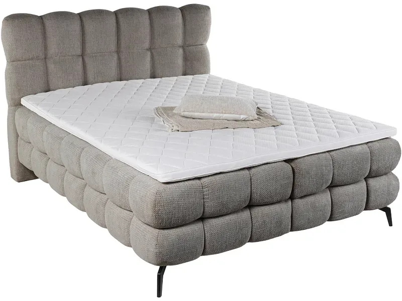 Boxspringbett DUOMO dunkelbeige 160x200cm halbfest