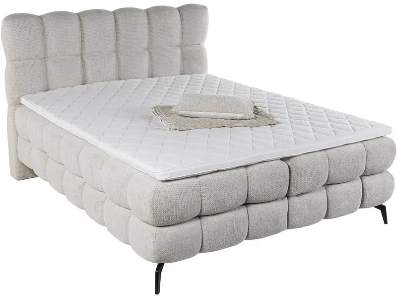Boxspringbett DUOMO beige 180x200cm halbfest
