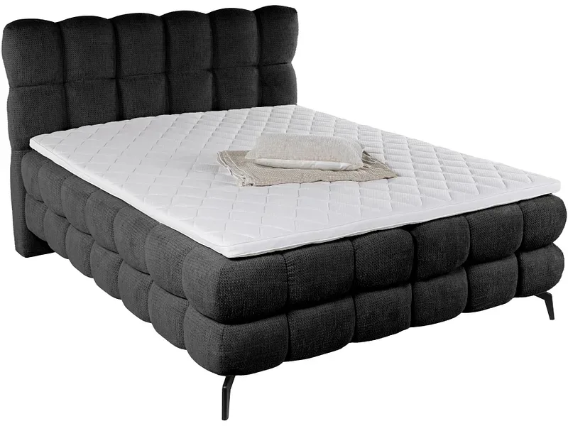 Boxspringbett DUOMO schwarz 180x200cm halbfest