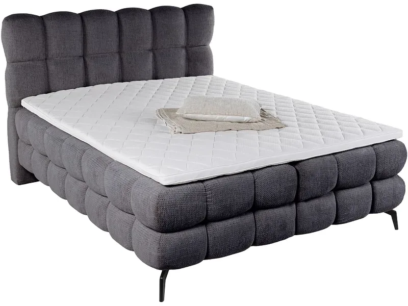Boxspringbett DUOMO dunkelgrau 200x200cm halbfest
