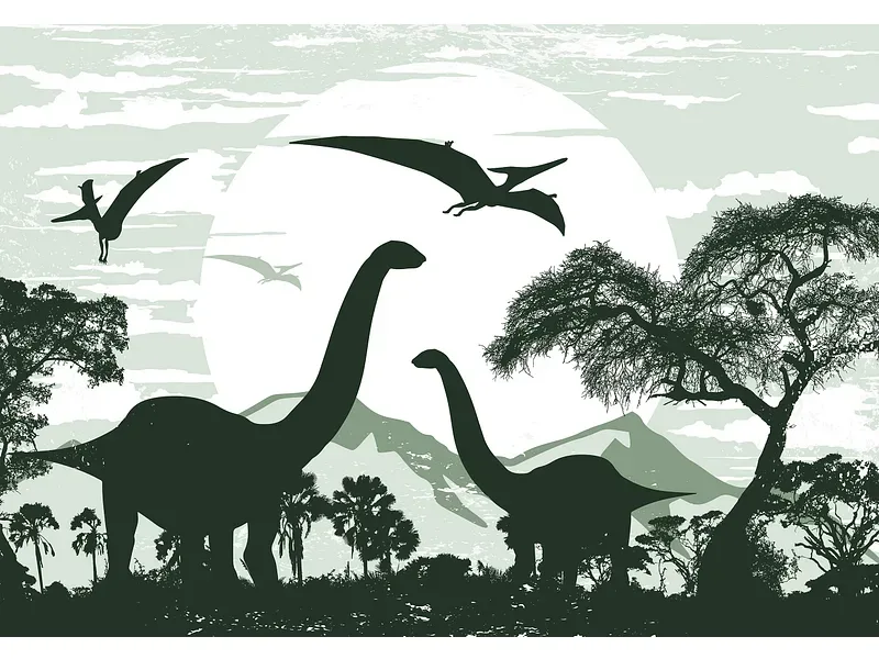 Tapete DINOSAURS 4-teilig vliesfaser dunkelgrün 416x290x1cm