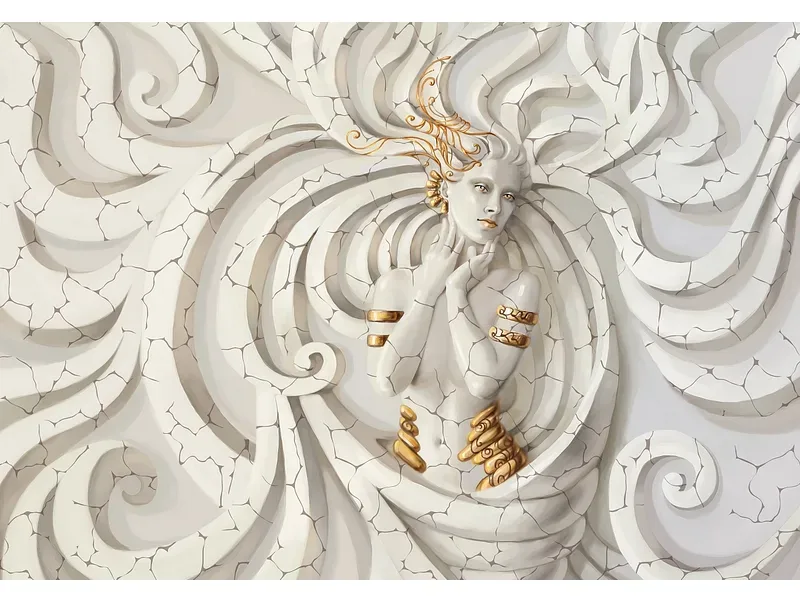 Tapete SCULPTURE 4-teilig vliesfaser weiss 416x254x1cm