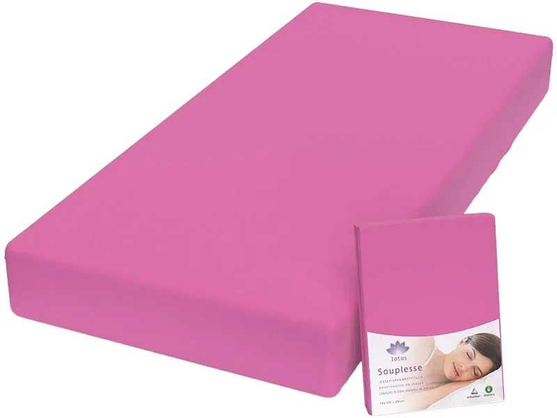 Lotus Bettwaren - Lotus Jersey Fixleintuch Souplesse, Souplesse Jersey Fixleintuch, 200 x 220 cm, Fuchsia