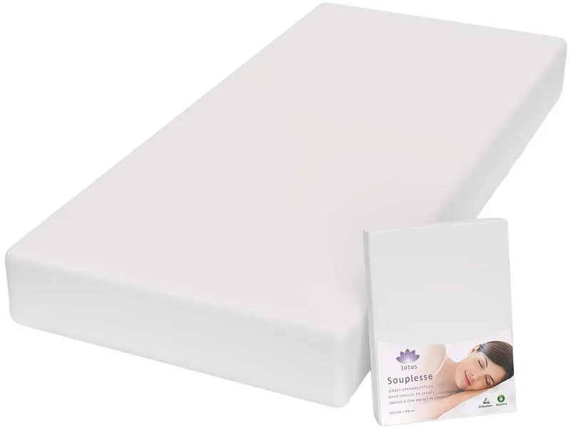 Lotus Bettwaren - Lotus Jersey Fixleintuch Souplesse, Souplesse Jersey Fixleintuch, 180 x 200 cm, Weiss