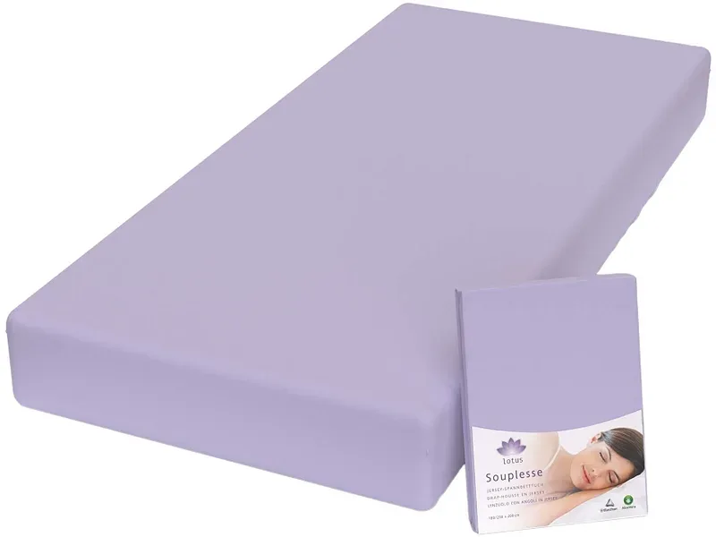 Lotus Bettwaren - Lotus Jersey Fixleintuch Souplesse, Souplesse Jersey Fixleintuch, 180 x 200 cm, Flieder