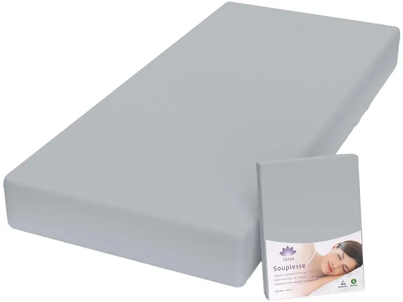Lotus Bettwaren - Lotus Jersey Fixleintuch Souplesse, Souplesse Jersey Fixleintuch, 180 x 200 cm, Chrom