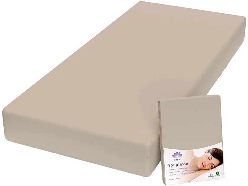 Lotus Bettwaren - Lotus Jersey Fixleintuch Souplesse, Souplesse Jersey Fixleintuch, 140-160 x 200 cm, Sand