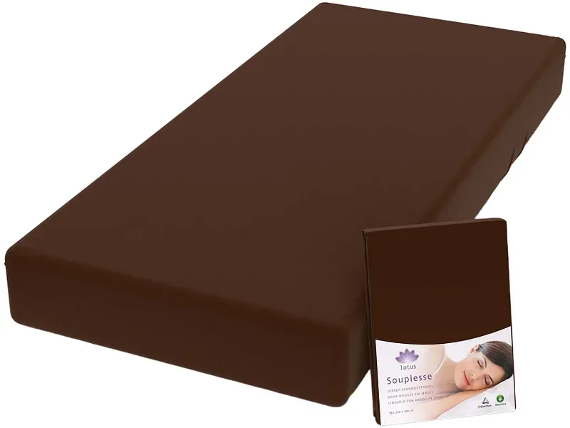Lotus Bettwaren - Lotus Jersey Fixleintuch Souplesse, Souplesse Jersey Fixleintuch, 120 x 200 cm, Braun