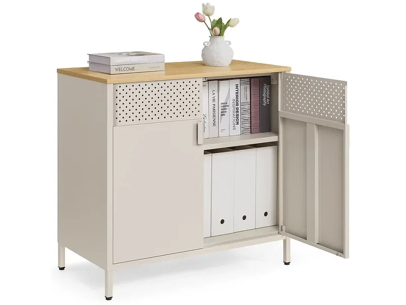 Kommode SONGMICS LIGHTY 2 Türen 40x80x76cm khaki edelstahl