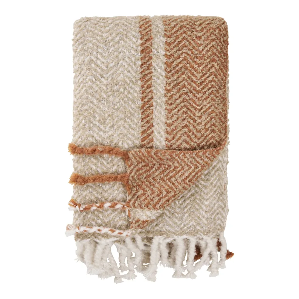 HOUSE NORDIC Decke ALMORA 130x180cm orange gestreift