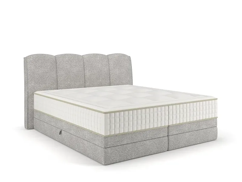 Boxspringbett STOCKHOLM hellgrau 180x200cm halbfest