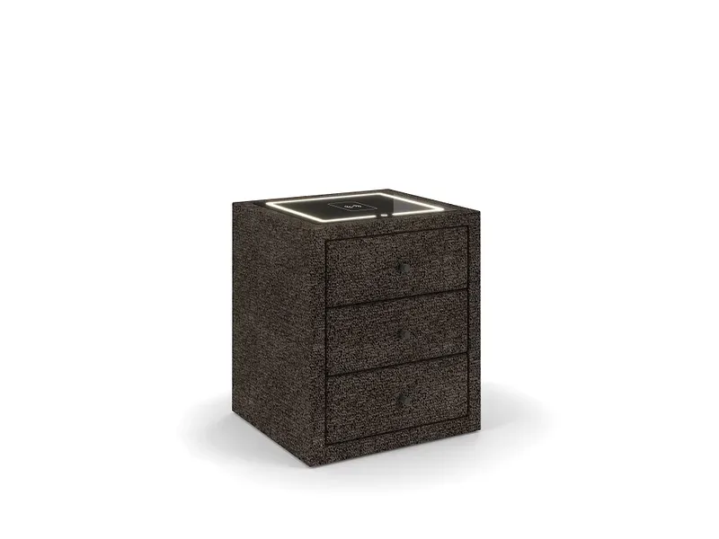 Nachttisch STOCKHOLM 3 Schubladen 45.5x48x68cm braun stoff / plastik