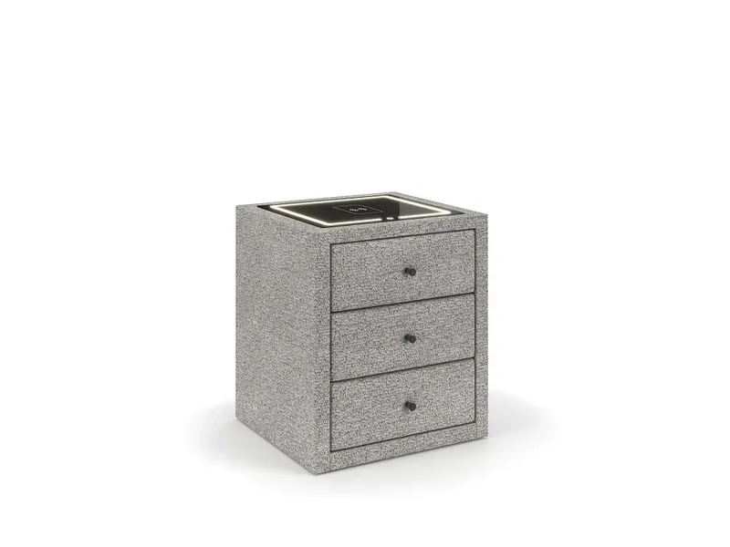Nachttisch STOCKHOLM 3 Schubladen 45.5x48x68cm hellgrau stoff / plastik