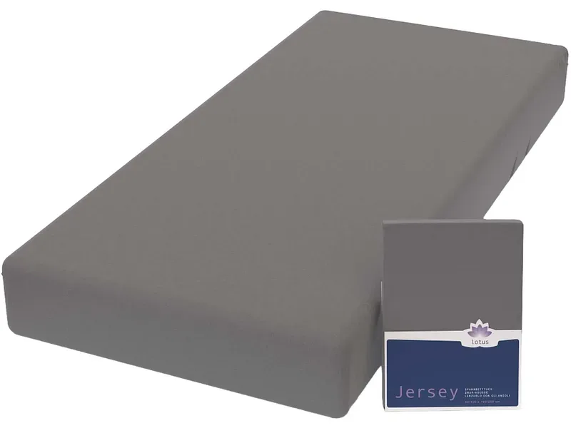 Lotus Bettwaren - Lotus Jersey Fixleintuch  Comfort, Jersey Comfort Fixleintuch, 180 x 200 cm, Titangrau