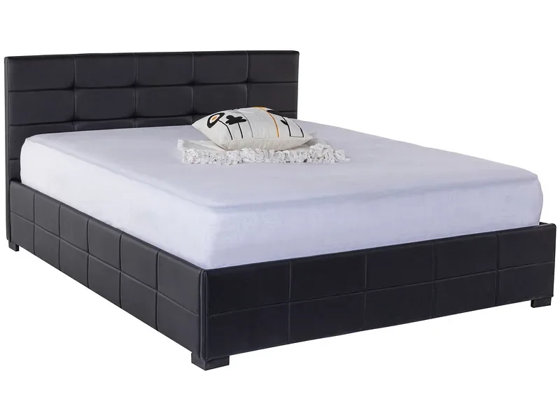 Kastenbett MONZA BLACK 160x200cm synthetisches leder schwarz