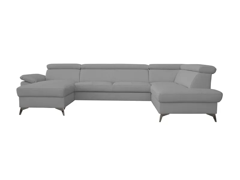 Ecksofa APOLLO Echtleder / Synthetisches Leder grau