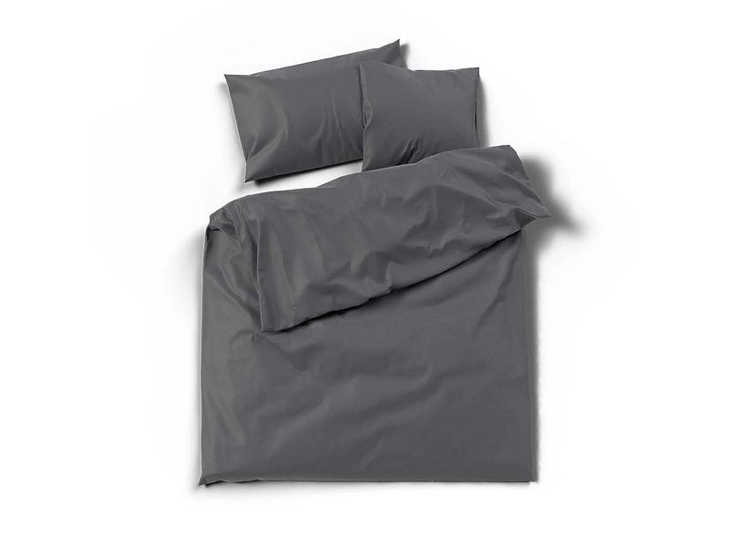 Lotus Bettwaren - Lotus Bettwäsche Satin uni, Satin Uni Bettwäsche, 200 x 210 cm, Gewittergrau