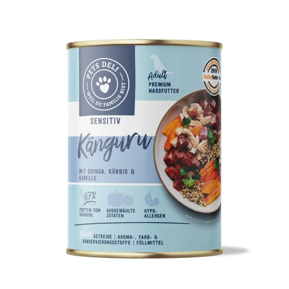 Nassfutter Hypo Care Känguru mit Kürbis für Hunde - 6x200g