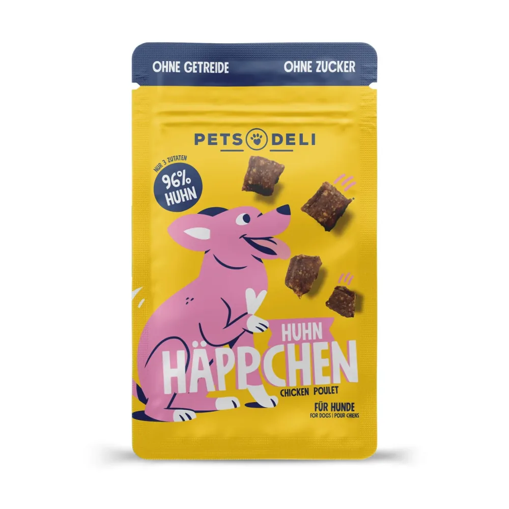 Premium Snacks Trainer für Hunde Hühner Häppchen 90g von Pets Deli