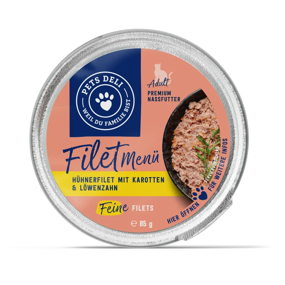 Premium Nassfutter für Katzen - Hühnerfilet - 12x85g - von Pets Deli