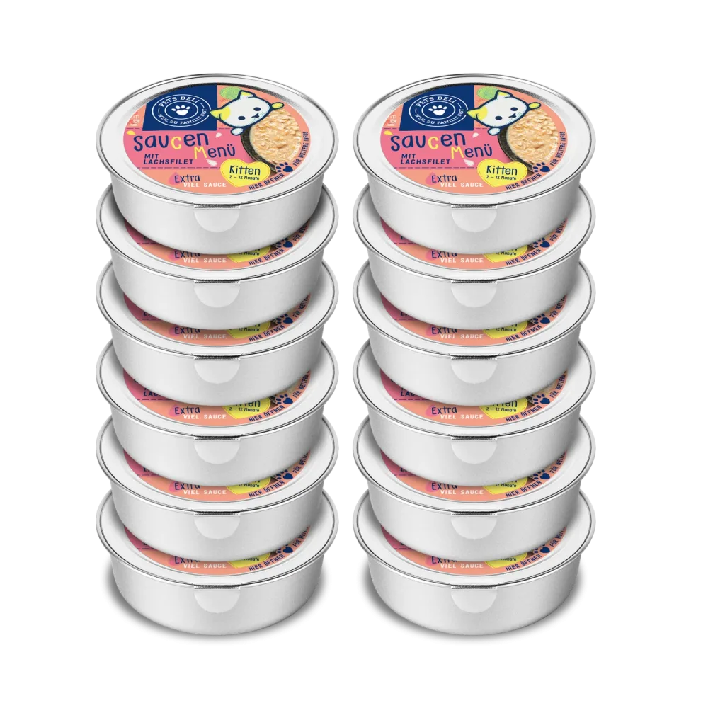 Nassfutter Junior Saucen Menü Lachs- & Hühnerfilet für Katzen - 12x85g