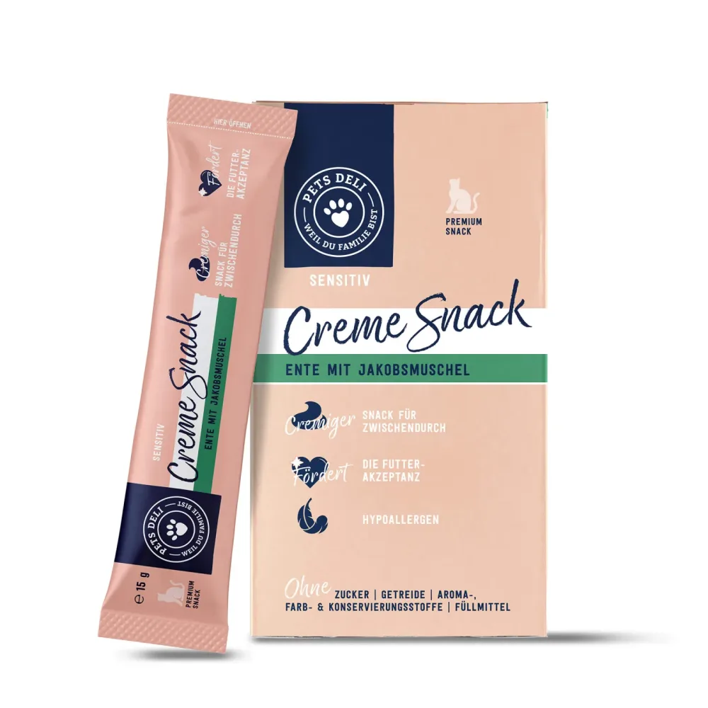 Snack Creme Ente mit Jakobsmuschel für Katzen - 6 x 15g