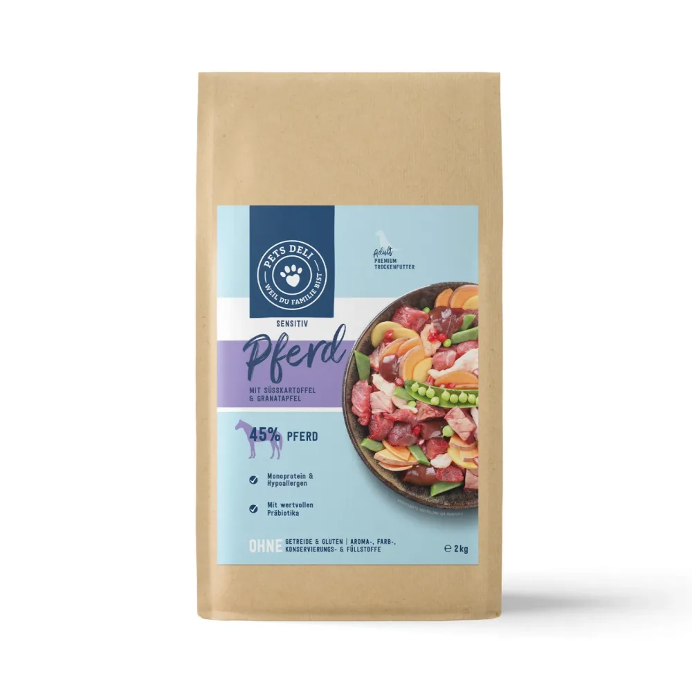 Trockenfutter Hypocare Pferd mit Süßkartoffel, Granatapfel und Distelöl für Hunde - 6kg