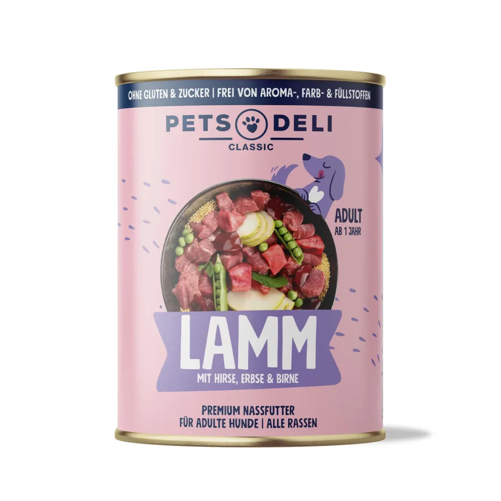 Nassfutter Classic Lamm mit Hirse, Erbse & Birne für Hunde - 6x800g