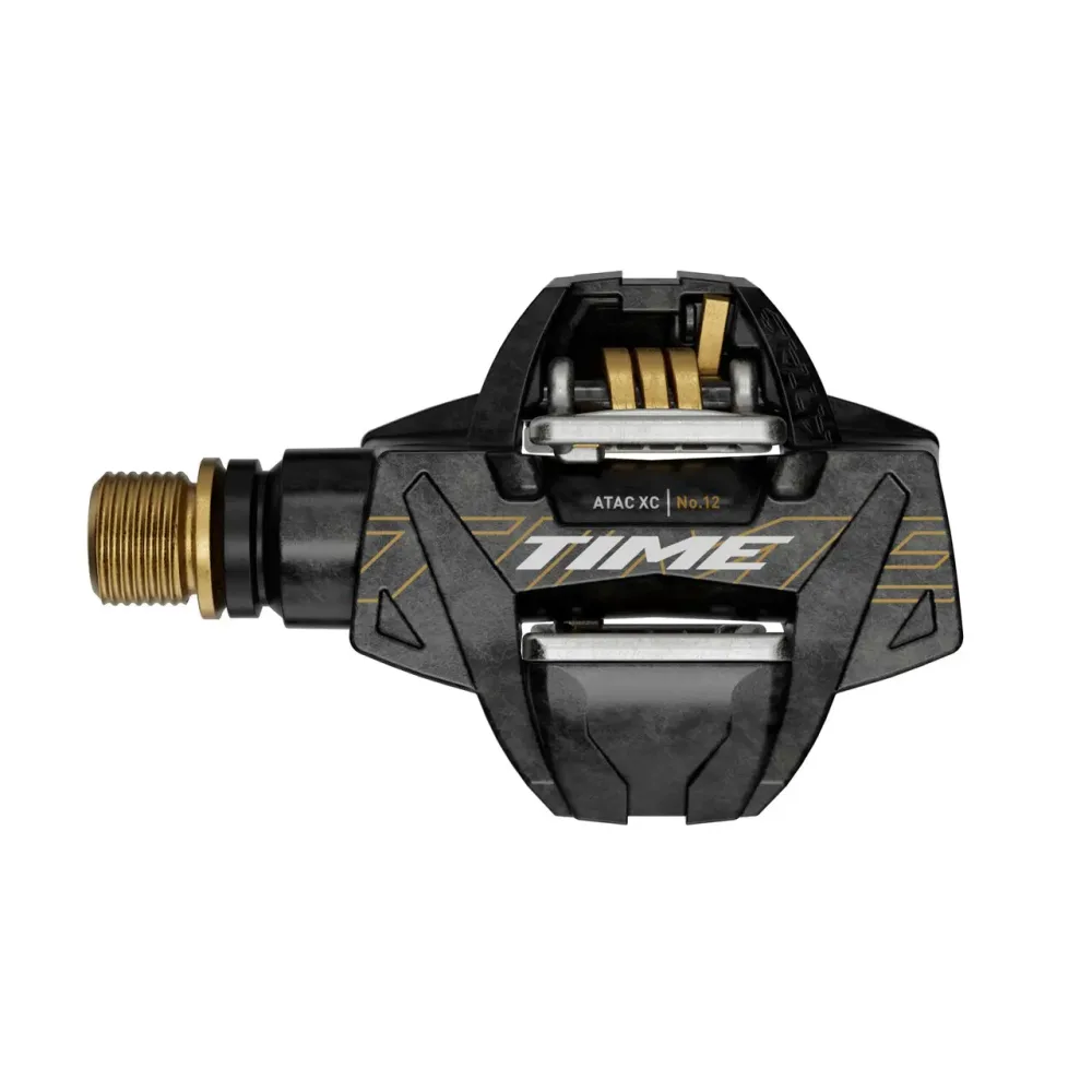 Pedale 12 Titan/Carbon-Gold Achse + ATAC 13°/17° C1 Cleats TIME XC