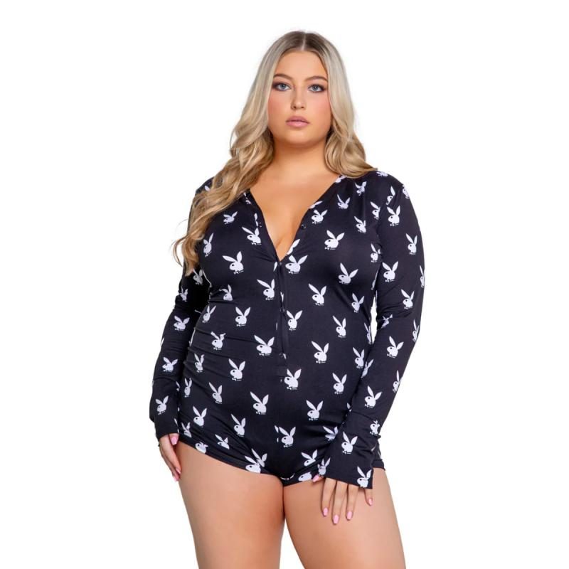 Playboy ? Slumber Bunny Romper ? Schwarz
