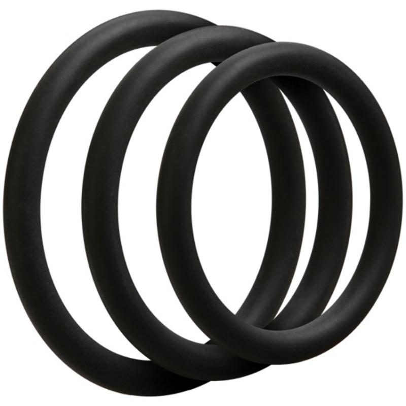 Doc Johnson - OptiMALE 3 Dünne Cockring-Set - Schwarz
