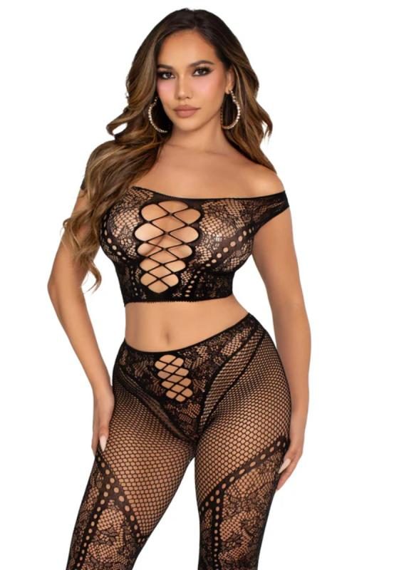 Leg Avenue ? Off-Shoulder Crop Top & Legging Set ? Schwarz