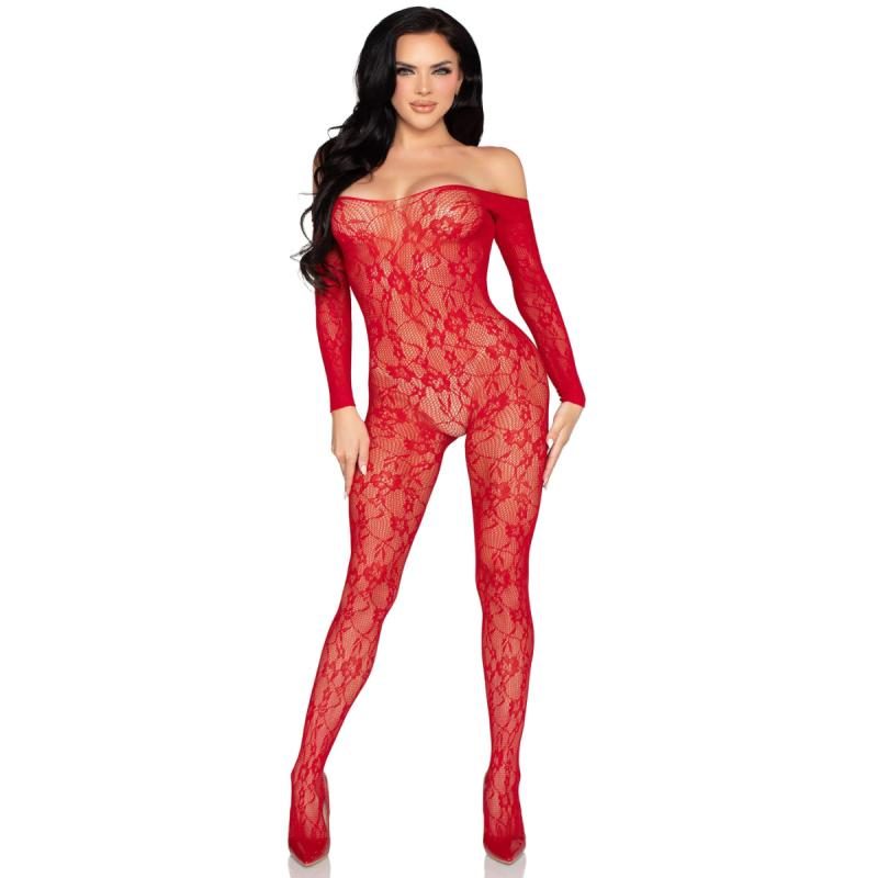 Leg Avenue - Spitzen Bodystocking - Rot