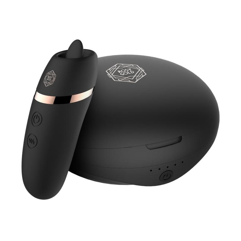 Rosy Gold ? Leckstimulator mit Luxus Ladeetui ? Schwarz